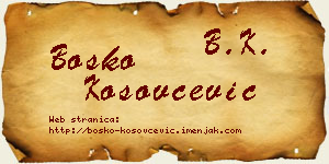Boško Kosovčević vizit kartica